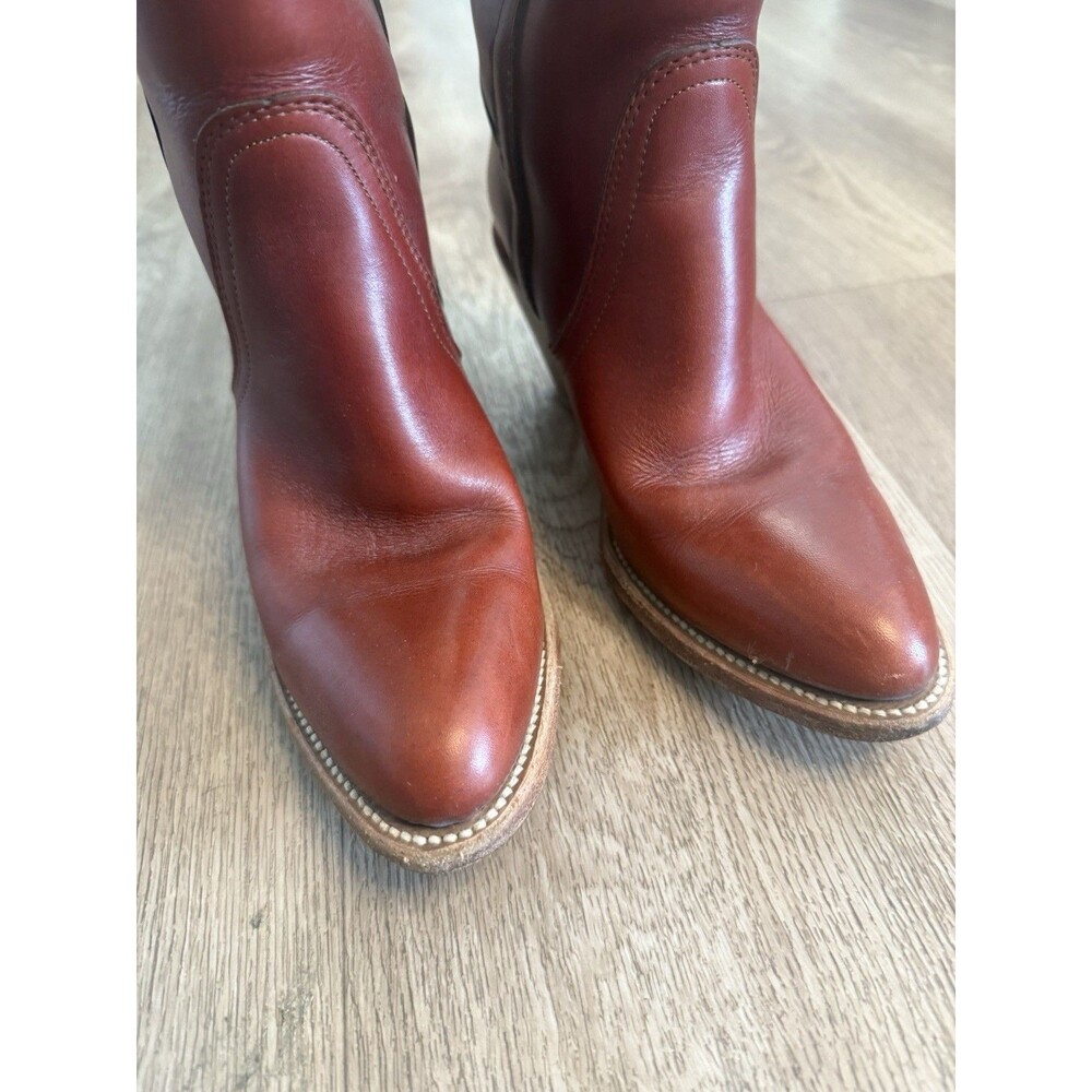 Vtg Frye 7360 Tall Riding Boots Womens 7B Red Leather Stacked Heel Dress Campus - Picture 3 of 8